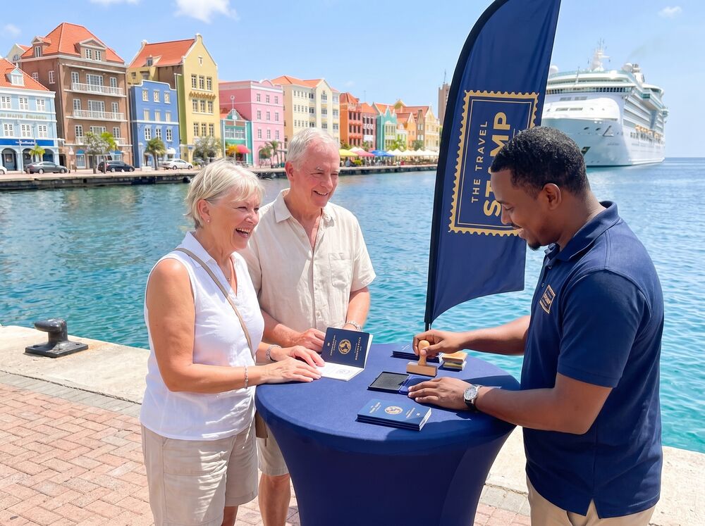 Getting a stamp on the waterfront of Willemstad
