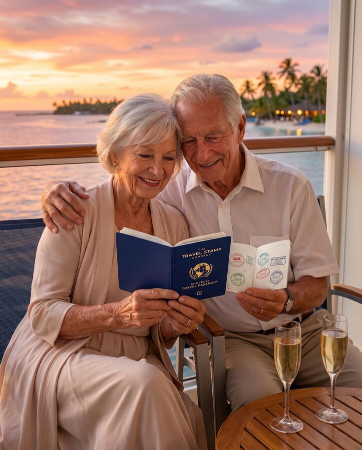 Couple on their balcony at sunset